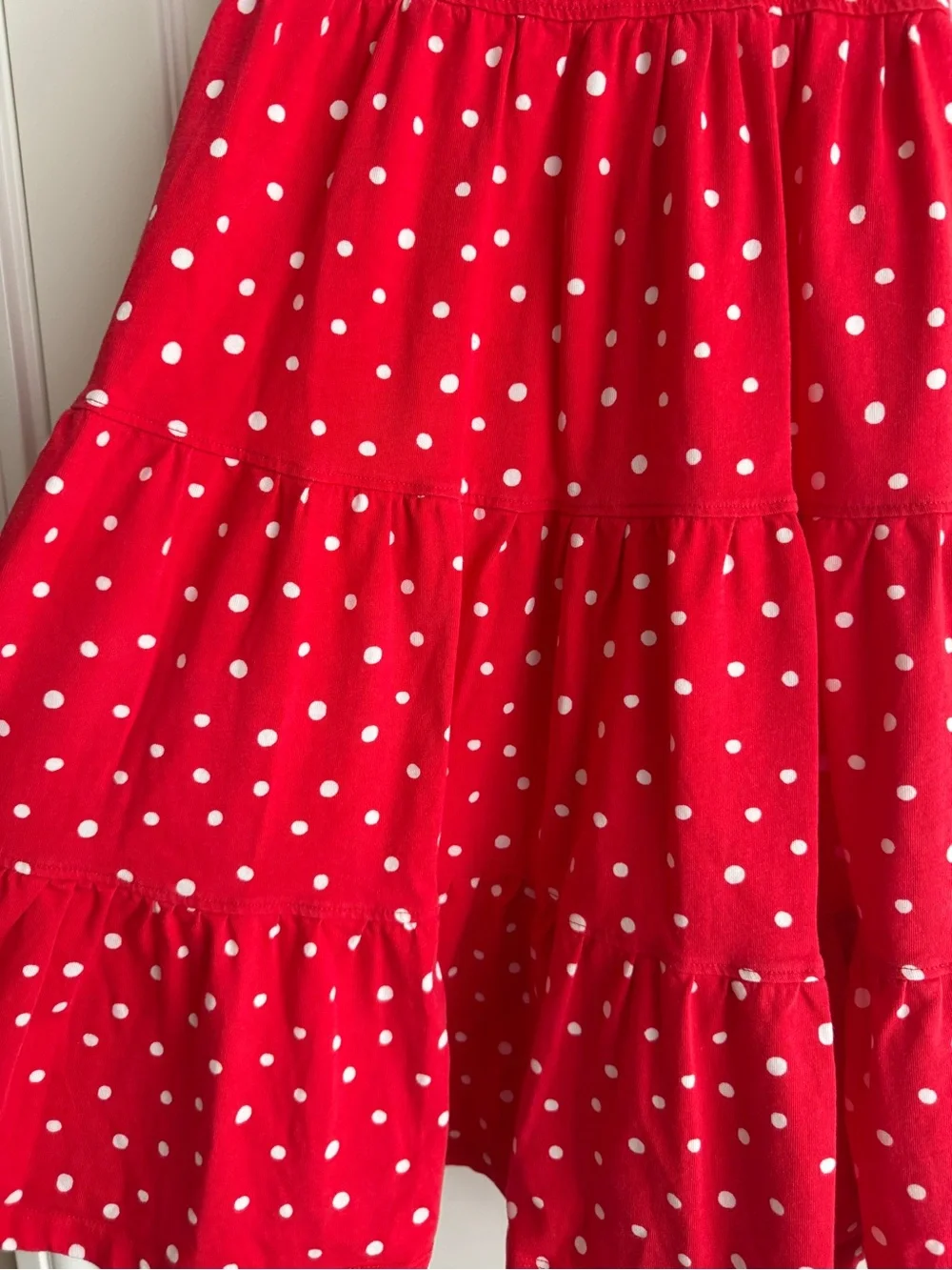 Hanna Andersson Red White Polka Dot Tiered Cotton Dress Girls Size 8 EUC 130